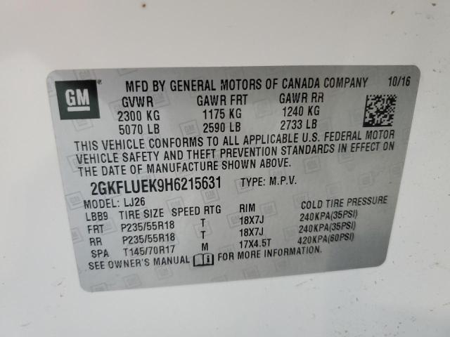 Photo 14 from auction – 2017 GMC TERRAIN SL with VIN 2GKFLUEK9H6215631
