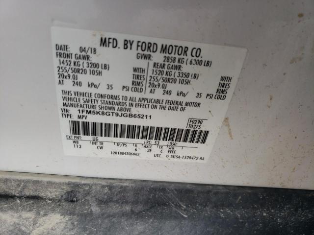 Photo 14 from auction – 2018 FORD EXPLORER SPORT with VIN 1FM5K8GT9JGB65211