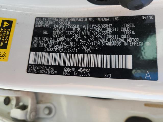 Photo 14 from auction – 2010 TOYOTA HIGHLANDER with VIN 5TDKK3EH8AS012771