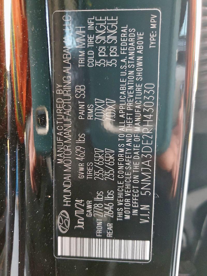 Photo 14 from auction – 2024 HYUNDAI TUCSON with VIN 5NMJA3DE2RH430330