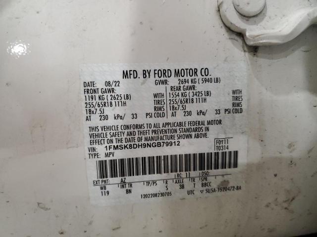 Photo 14 from auction – 2022 FORD EXPLORER X with VIN 1FMSK8DH9NGB79912