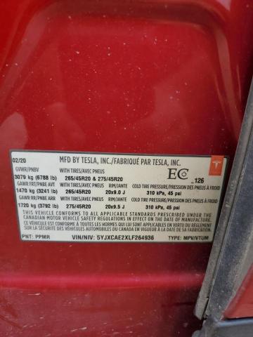 Photo 14 from auction – 2020 TESLA MODEL X with VIN 5YJXCAE2XLF264936