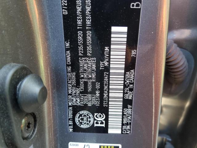 Photo 14 from auction – 2022 LEXUS RX 350 with VIN 2T2JZMDA2NC358472