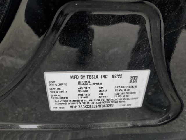 Photo 14 from auction – 2022 TESLA MODEL X with VIN 7SAXCBE59NF363284