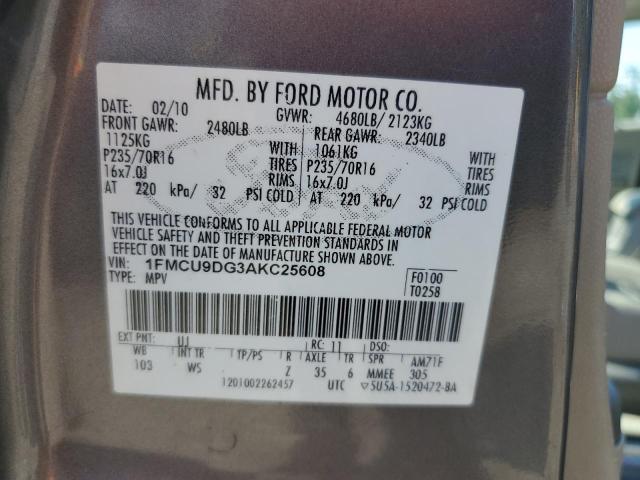 Photo 14 from auction – 2010 FORD ESCAPE XLT with VIN 1FMCU9DG3AKC25608