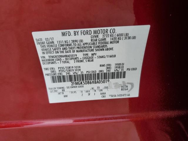 Photo 14 from auction – 2017 FORD FLEX LIMIT with VIN 2FMGK5D86HBA05019