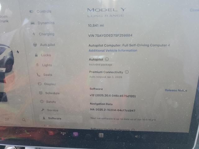 Photo 9 from auction – 2025 TESLA MODEL Y with VIN 7SAYGDED7SF259884
