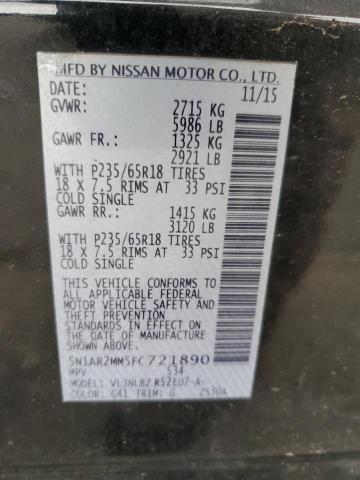 Photo 14 from auction – 2015 NISSAN PATHFINDER with VIN 5N1AR2MM5FC721890