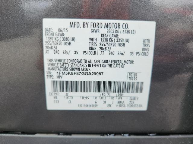 Photo 14 from auction – 2016 FORD EXPLORER L with VIN 1FM5K8F87GGA29987