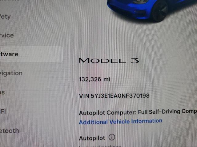 Photo 9 from auction – 2022 TESLA MODEL 3 with VIN 5YJ3E1EA0NF370198