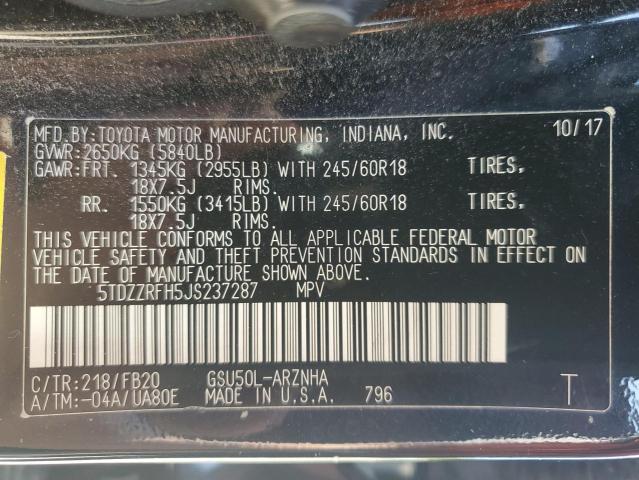 Photo 14 from auction – 2018 TOYOTA HIGHLANDER LE with VIN 5TDZZRFH5JS237287