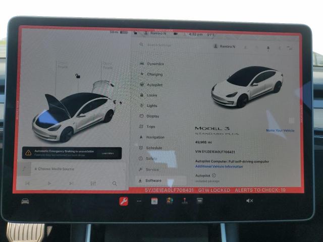 Photo 9 from auction – 2020 TESLA MODEL 3 with VIN 5YJ3E1EA0LF706431