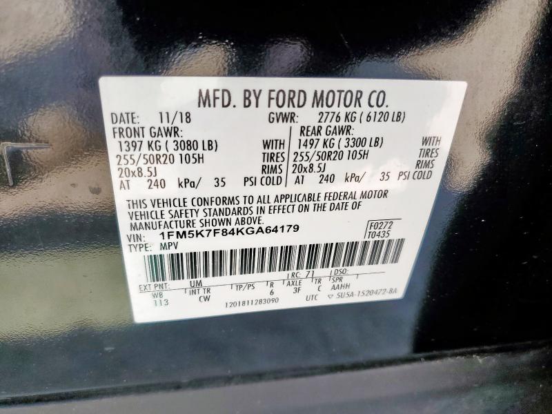 Photo 14 from auction – 2019 FORD EXPLORER L with VIN 1FM5K7F84KGA64179