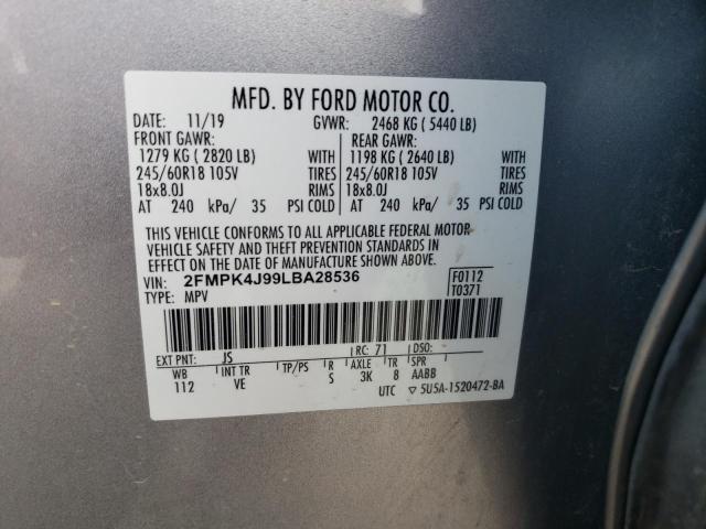 Photo 14 from auction – 2020 FORD EDGE SEL with VIN 2FMPK4J99LBA28536