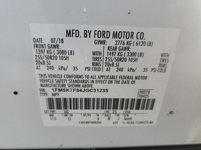 Photo 14 from auction – 2018 FORD EXPLORER L with VIN 1FM5K7F84JGC31235