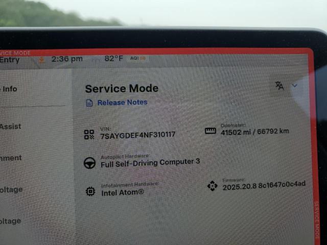 Photo 9 from auction – 2022 TESLA MODEL Y with VIN 7SAYGDEF4NF310117
