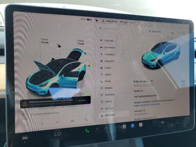 Photo 9 from auction – 2022 TESLA MODEL Y with VIN 7SAYGDEF5NF407097