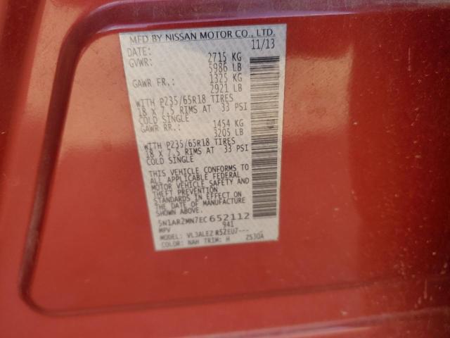 Photo 14 from auction – 2014 NISSAN PATHFINDER with VIN 5N1AR2MN7EC652112