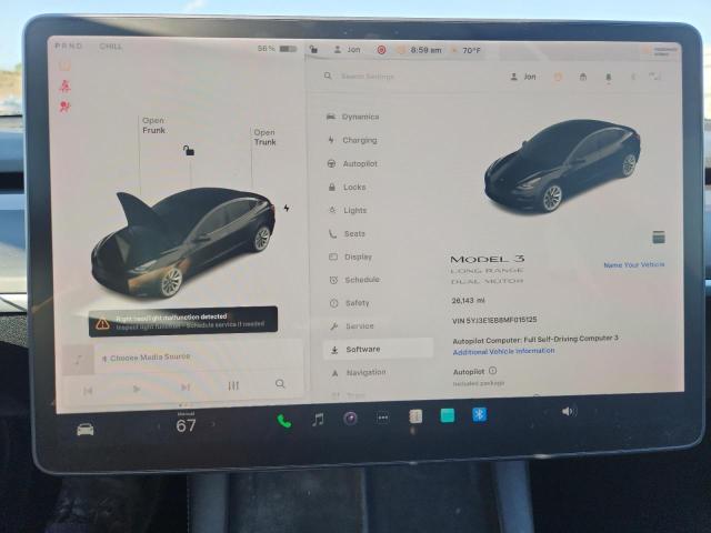 Photo 9 from auction – 2021 TESLA MODEL 3 with VIN 5YJ3E1EB8MF015125