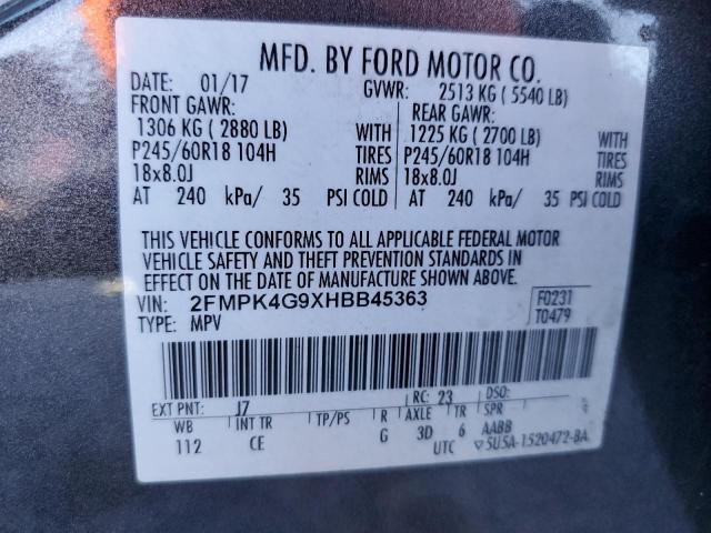 Photo 14 from auction – 2017 FORD EDGE SE with VIN 2FMPK4G9XHBB45363