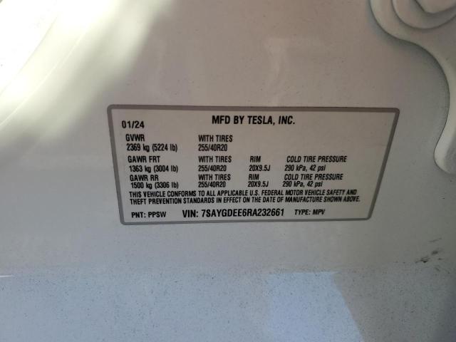 Photo 14 from auction – 2024 TESLA MODEL Y with VIN 7SAYGDEE6RA232661