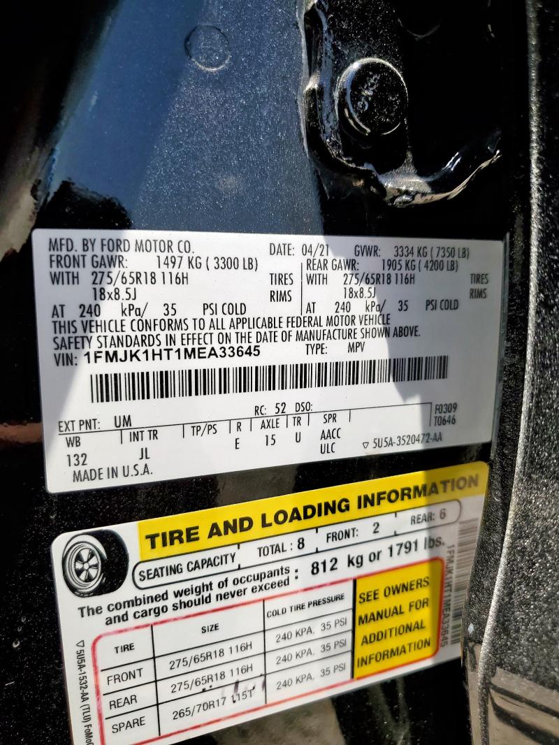 Photo 14 from auction – 2021 FORD EXPEDITION with VIN 1FMJK1HT1MEA33645