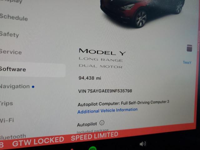 Photo 9 from auction – 2022 TESLA MODEL Y with VIN 7SAYGAEE9NF535798