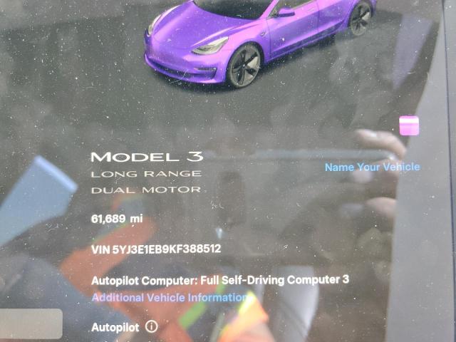 Photo 9 from auction – 2019 TESLA MODEL 3 with VIN 5YJ3E1EB9KF388512
