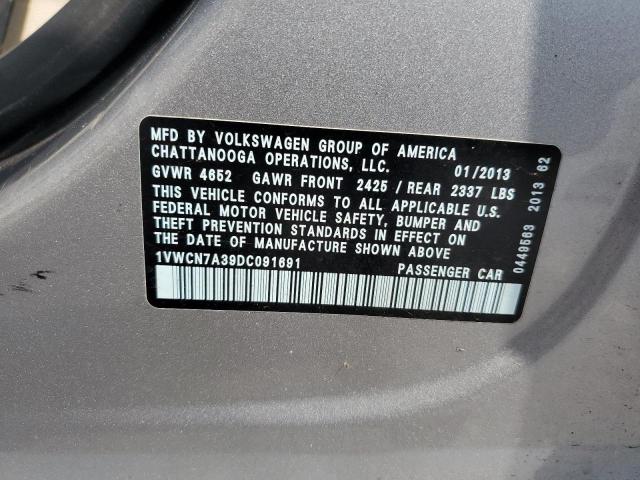 Photo 14 from auction – 2013 VOLKSWAGEN PASSAT with VIN 1VWCN7A39DC091691