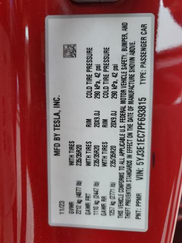 Photo 14 from auction – 2023 TESLA MODEL 3 with VIN 5YJ3E1EC7PF693815