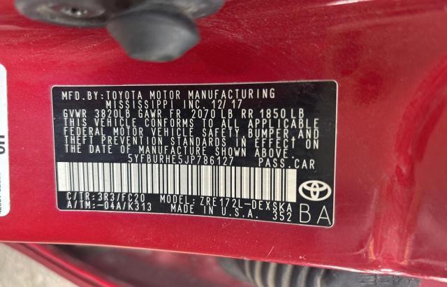 Photo 10 from auction – 2018 TOYT COROLLA L with VIN 5YFBURHE5JP786127