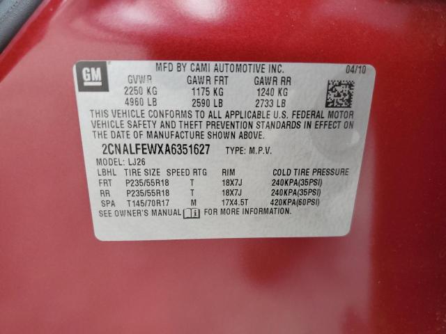 Photo 14 from auction – 2010 CHEVROLET EQUINOX LT with VIN 2CNALFEWXA6351627