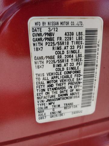 Photo 14 from auction – 2012 NISSAN ROGUE with VIN JN8AS5MT8CW291854