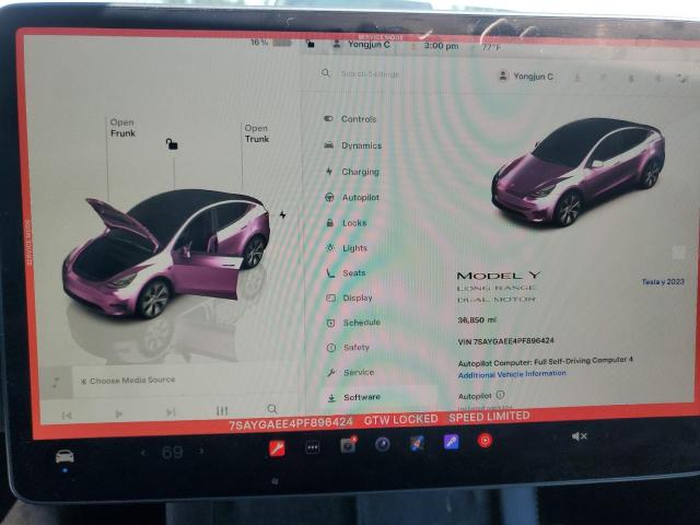 Photo 9 from auction – 2023 TESLA MODEL Y with VIN 7SAYGAEE4PF896424