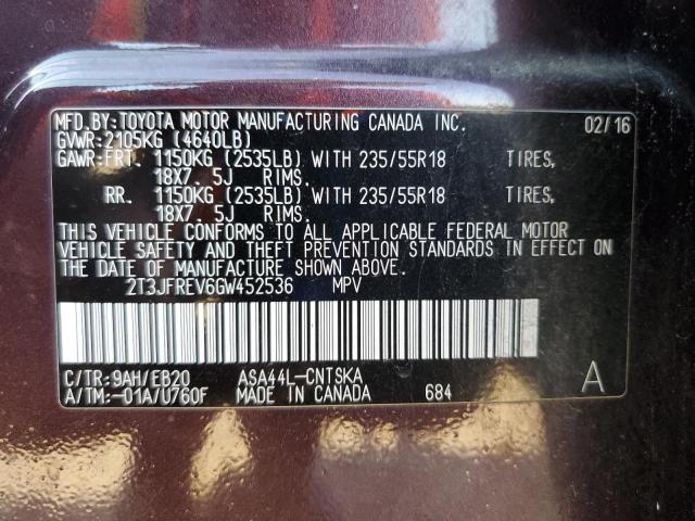 Photo 14 from auction – 2016 TOYOTA RAV4 SE with VIN 2T3JFREV6GW452536