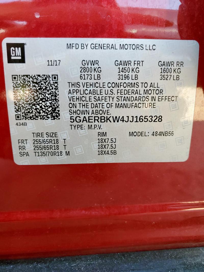 Photo 14 from auction – 2018 BUICK ENCLAVE ES with VIN 5GAERBKW4JJ165328