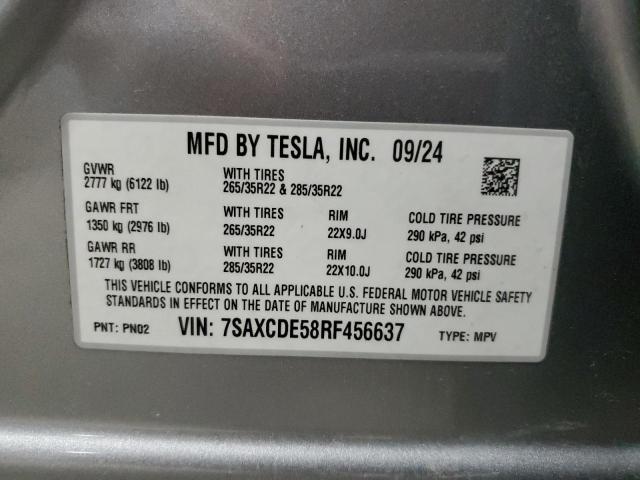 Photo 14 from auction – 2024 TESLA MODEL X with VIN 7SAXCDE58RF456637
