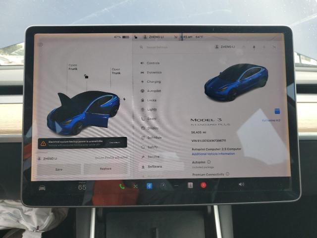 Photo 9 from auction – 2019 TESLA MODEL 3 with VIN 5YJ3E1EA1KF396711