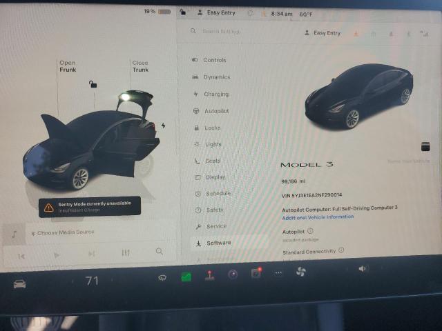 Photo 9 from auction – 2022 TESLA MODEL 3 with VIN 5YJ3E1EA2NF290014
