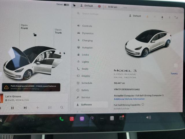 Photo 9 from auction – 2019 TESLA MODEL 3 with VIN 5YJ3E1EB0KF513462