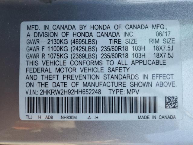 Photo 14 from auction – 2017 HONDA CR-V TOURI with VIN 2HKRW2H92HH652248