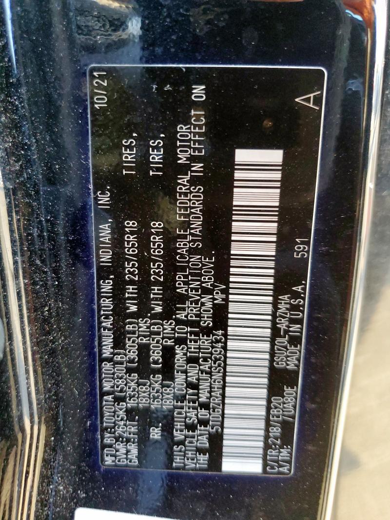 Photo 14 from auction – 2022 TOYOTA HIGHLANDER with VIN 5TDGZRAH6NS539434