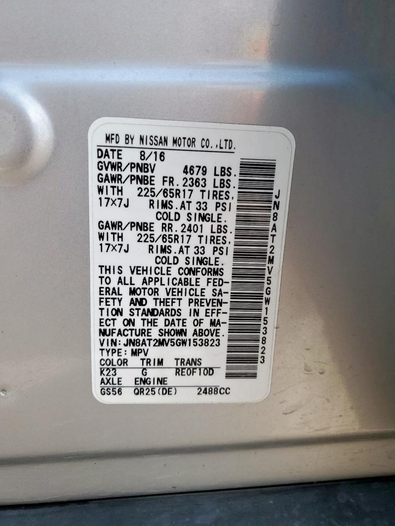 Photo 14 from auction – 2016 NISSAN ROGUE S with VIN JN8AT2MV5GW153823