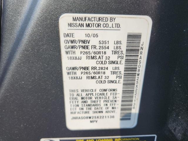 Photo 14 from auction – 2005 INFINITI FX35 with VIN JNRAS08W25X221136