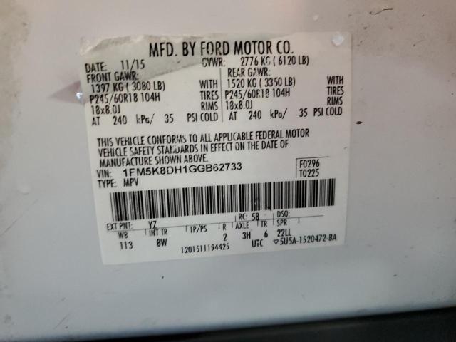 Photo 14 from auction – 2016 FORD EXPLORER X with VIN 1FM5K8DH1GGB62733