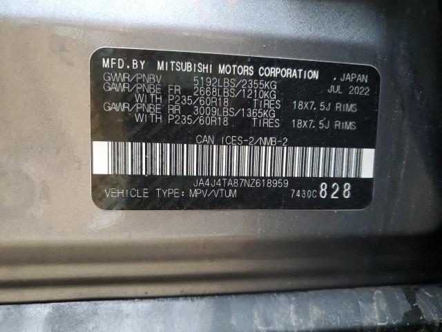 Photo 14 from auction – 2022 MITSUBISHI OUTLANDER with VIN JA4J4TA87NZ618959