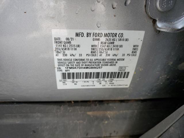 Photo 14 from auction – 2021 FORD EXPLORER XLT with VIN 1FMSK7DH4MGB86257