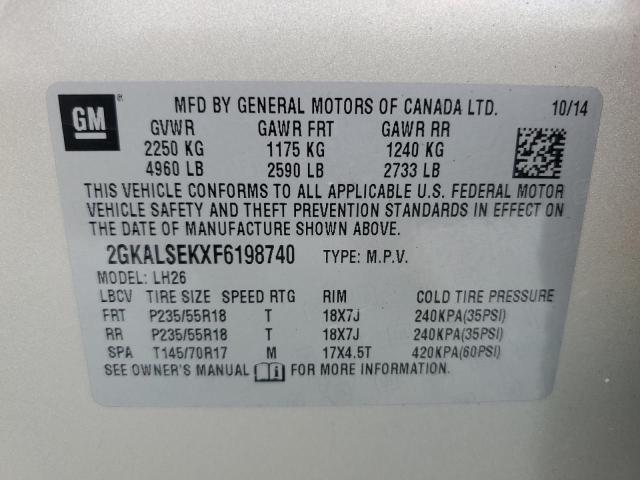 Photo 14 from auction – 2015 GMC TERRAIN SL with VIN 2GKALSEKXF6198740
