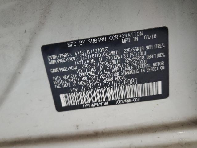 Photo 14 from auction – 2018 SUBARU CROSSTREK with VIN JF2GTALC2JH326081