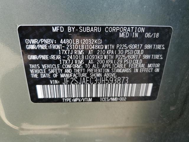 Photo 14 from auction – 2018 SUBARU FORESTER 2 with VIN JF2SJAEC3JH593873